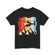Retro Helicopter Mountain T-Shirt, Vintage Helicopter Art Tee,Mountain Range Shi