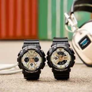 【CASIO 卡西歐】G-SHOCK WOMEN 閃耀黑金 雙顯腕錶 母親節 禮物(GMA-S120GB-1A)