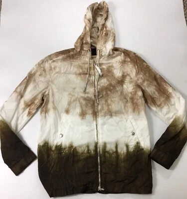 Diesel Black Gold Men Tye Dye Wind Breaker Zip Up $695 Brown Green Size 46