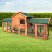 i.Pet Chicken Coop Rabbit Hutch 220cm x 44cm x 84cm Large Chicken Coop Run Woode