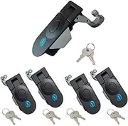 Compression Latch Flush Mount Trigger Latch, Zinc Alloy Compression Lock, Adjustable Sealed Large Lever Hand Operated Compression Latches Key Locking (Black, 5 Packs)
