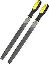 uxcell 2-Pack Flat Metal File 10 Inch, High Carbon Steel File Diamond File Hand File W PVC Grip Handle for Wood/Metal/Ceramic/Glass/Stone/Jewelry/Tile/Model/DIY/Sharpening File