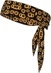 Golden Sunflowers Sports Strap Double-Sided Headscarf Men's Bow Tie Sports Headscarf Running Yoga Exercise Headband