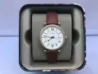 Fossil ES4428 Women's Analog Gold-Tone Watch Brown Leather Strap
