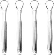 XUJLRL Tongue Cleaner Set of 4 Tongue Scraper Made of 304 Stainless Steel Tongue Scraper Set Against Bad Breath Tongue Brush for Fresh Breath Tongue Cleaner with Handle for Adults and Children