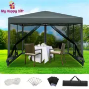 Instahut Gazebo Pop Up Marquee 3x3 Wedding Mesh Side Walls Outdoor Gazebos Grey