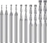 HOZLY CNC Router Bits Set 1/8" Shank, Two Flutes Upcut Spiral (CED: 1mm 1.5mm 2.0mm 2.5mm 3.175mm), Carbide End Mill for PVC Wood Carving Engraving MDF Cutting, 10 PCS