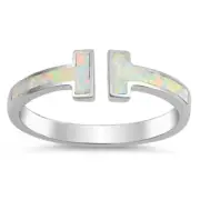 White Opal Open Bar Design .925 Sterling Silver Ring Sizes