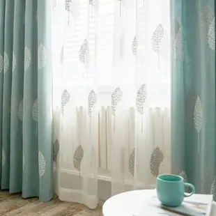 現代簡約韓式棉麻竹節布臥室飄窗書房落地窗遮光窗簾窗紗成品定制