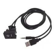 Convenient USB Flush Mount Cable Dashboard Panel Mount USB+3.5mm Port Extension