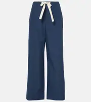 ['S Max Mara] 'S Max Mara Argento cotton wide-leg pants UK 12 blue
