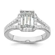 1.50ct. CZ Solid Real 14K White Gold Emerald Halo Engagement Ring