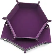 Vaguelly 1 Pc Hexagon Dice Plate Pu Leather Jewelry Storage Tray Double-Sided Game Dice Tray for Office Home