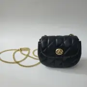 Coach Turnlock Card Case Mini Quilted Leather Turnlock Crossbody Bag Black