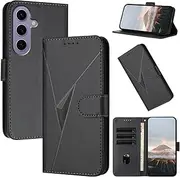 [Oduio] Wallet Case for Samsung Galaxy S25/S24, Card Holder Slots Cases Suitable for Samsung S24 Walletcase Fashion PU Leather Kickstand Magnetic Folio Phone Wallet Cases for Women and Men,Black