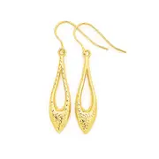 9ct Gold Diamond-cut Marquise Drop Earrings