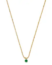 Zoe Chicco 14K Yellow Gold Emerald Gemstones Emerald Solitaire Pendant Necklace, 16