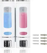 Shampoo Dispenser for Shower Pump Wall Mounted, Refillable Shampoo and Conditioner Bottles 2 Chamber, Hand Soap Dispenser Shampoo Holder Set for Bathroom Kitchen Hotel