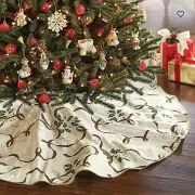 new Lenox Holiday Nouveau Fabric Christmas Tree Skirt approx. 60 inch Round