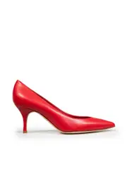 Red Leather Pointed Toe Pumps
