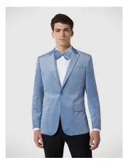 [Politix] Velvet Tailored Jacket in Chalk Blue