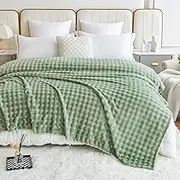 Comelady Fleece Blanket Queen Size for Bed,3D Bubble Warm Fluffy Throw Blanket for Couch Sofa Room Decor-Lightweight Cozy Fuzzy Blanket for All Seasons(Sage Green,90"×90")