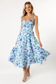 [PUP4] Lulu Cut Out Maxi Dress - Blue Floral L Blue