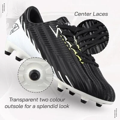 Vizari Firm Ground Soccer Cleats for Kids, Size-Junior-4, Black/White