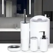 Set of 6Pcs Bathroom Accessories Bath Ensemble for Decorative Countertop White