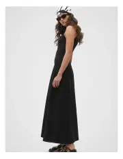 [Seed Heritage] Compact Crepe Knit Flared Dress in Black