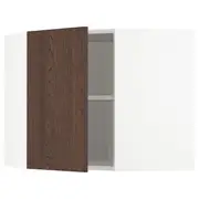 METOD corner wall cabinet with shelves, white/Sinarp brown, 68x37x60 cm