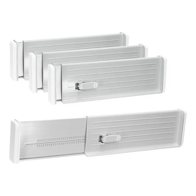 4 Pcs Plastic Drawer Dividers Organizer 11"-18" Adjustable Separators, Grey