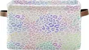 Pastel Leopard Print Closet Storage Bins with Handle, Collapsible Nursery Storage, Set of 2