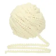 25 Yards Pom Pom Trim Ribbon, 0.5" Wide Beige Ball Fringe Trim