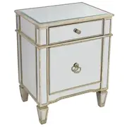 DD Design Antique Ribbed Mirror Bedside Cabinet