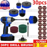 30PCS Drill Brush Power Scrubber Attachment Set Tub Cleaning Grout Carpet HOT