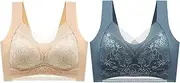 ZRBDHGF Bras For Women Full Support Front Closure, Wireless Closure Button Bra Longline Balconette No Underwire Comfort Bra