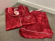 BNWT Peter Alexander Red With White Trims Satin Summer Set - SIZE XXL Maternity