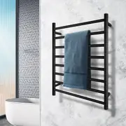 ACA 8 Bars Round Electric Heated Towel Rail Rack Warmer Wall Mounted Stainless Steel Black SAA