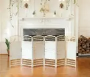 Red Lantern 3 ft. Short Diamond Weave Fiber Folding Screen White 6 Panel 2025