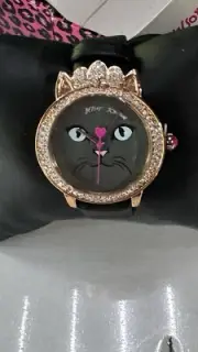 Betsey Johnson Purrfect Black Cat Princess Kitty Watch BJ0069-02