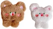 [COSMEVIVI] 2pcs Bear Brooch Badge Plush Animal Decor for Backpack Bag Hat Casual Wear for Friends Classmates Boys and Girls
