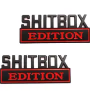 For Universal Shitbox Edition Badge Emblem Nameplate 3D Sticker Red Black -2Pc
