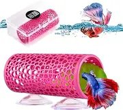 Abizoo Betta Hideout,Cute Betta Fish Tunnel Pink for Small Fish Shrimp Safe Resin Hollow Betta House Fish Tank Decoration for Betta Fish Hide,Play and Rest Breed Aquarium Betta Hammock Cave Shelter