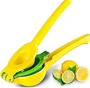 Premium Metal Lemon Squeezer - Heavy-Duty 2-in-1 Hand Juicer for Maximum Juice Extraction - Easy-to-Clean Manual Citrus Juicer - User-Friendly Lemon Juicer in Yellow/Green