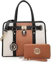 [Dasein] Women's Fashion Handbags Shoulder Bag Satchel Purse Tote Top Handle Work Bag 2pcs Set for Ladies Women