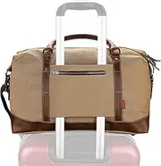 [Habitoux] Weekender Duffel Bag Travel Tote - Canvas Genuine Leather Overnight Bag with YKK Zipper