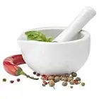 Pestle & Mortar Set Spice & Herb Crusher White Mini Home Grinder Porcelain Made