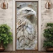 Relief Deer Door Covers Mural Decor Door Tapestry Door Curtain Decoration Backdrop Door Banner Removable for Front Door Indoor Outdoor Home Room Decoration Far