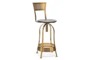 Gold Black Swivel Kitchen Bar Stool Chair with High Back in Netted Design Frame